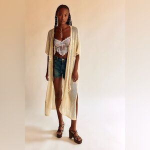 NWOT Free People Traveling Easy Kaftan in Ivory $128MSRP